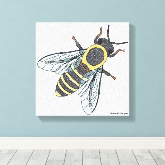 ハネビー（白） – キャンバス (インサイチュ (ウッドフロア))