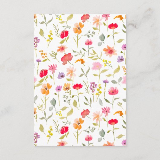 ハネムーンウィズワイルドフラワーズフローラブライダルシャワー エンクロージャーカード (裏面)