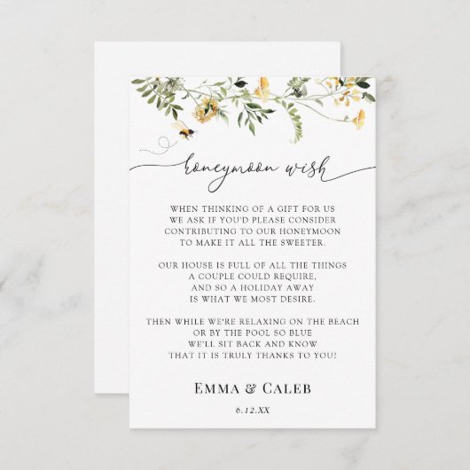 ハネムーンウィッシュビーとワイルドフラワーエンクロージャカード 招待状 (正面/裏面)
