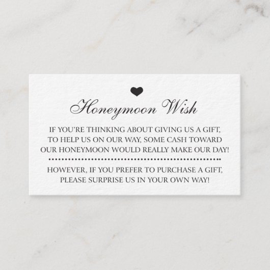 ハネムーンウィッシュ結婚式招待状挿入カード エンクロージャーカード (正面)