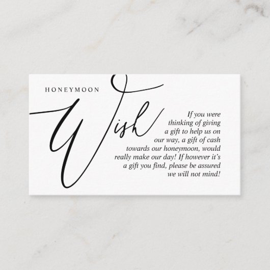 ハネムーンウィッシュ、現金、エレガンスモダンス エンクロージャーカード (正面)