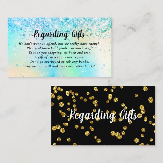 ハネムーンエレガント基金ブライダルシャワーまたは結婚En エンクロージャーカード (正面/裏面)