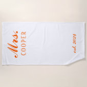 ハネムーンカスタムギフト新婚オレンジ ビーチタオル (正面)