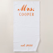 ハネムーンカスタムギフト新婚オレンジ ビーチタオル (正面)