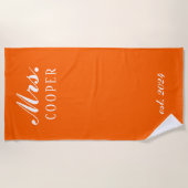 ハネムーンカスタムギフト新婚オレンジ ビーチタオル (正面)