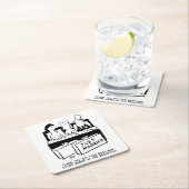 ハネムーンカップルと花婿介添人インベッド スクエアペーパーコースター (インサイチュ)