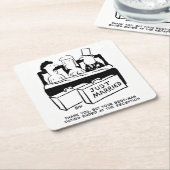 ハネムーンカップルと花婿介添人インベッド スクエアペーパーコースター (アングル)