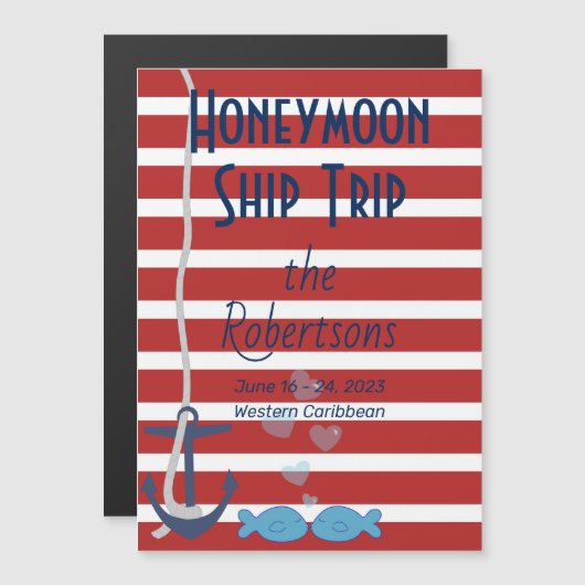 ハネムーンクルーズドアマグネット マグネット招待状 (正面/裏面)
