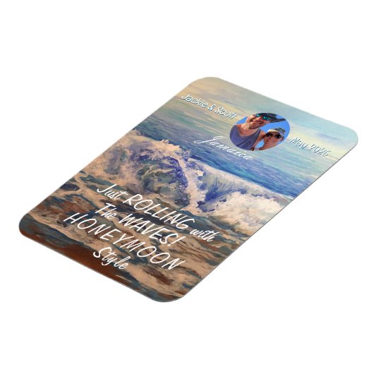 ハネムーンクルーズブルーパーソナライズされたフォトマグネット マグネット (左側)