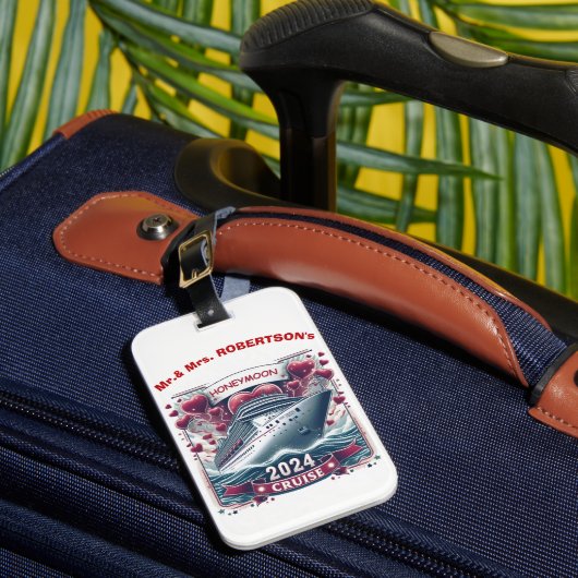 ハネムーンクルーズ2024、たった今結婚しました、バレンタインデー ラゲッジタグ (正面インサイチュ1)