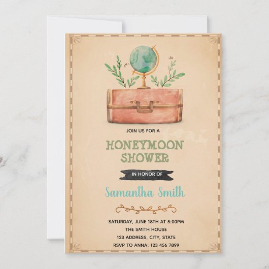 ハネムーンシャワー旅行のご招待 招待状 (正面)