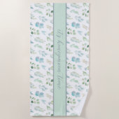 ハネムーンタイムウォーターカラーのリーフビーチタオル ビーチタオル (正面)