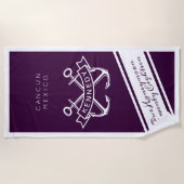 ハネムーンバケーションデスティネーション、年と名前 ビーチタオル (正面)