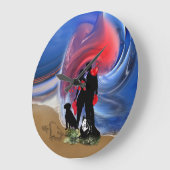 ハネムーンバレンタインのカップル ラージ壁時計 (傾斜)