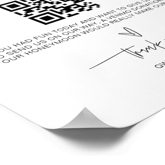 ハネムーンファンドサイン結婚のキャッシュギフトテーブルG400 ポスター (角)