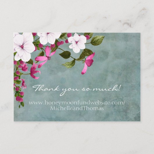 ハネムーンファンドダスティティール（緑がかった色）ホワイトマゼンタフローラ エンクロージャーカード (裏面)