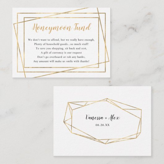 ハネムーンファンドブライダルシャワー結婚または エンクロージャーカード (正面/裏面)