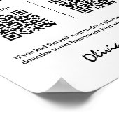 ハネムーンファンドモダンQRハネムーン結婚ウィッシュ ポスター (角)