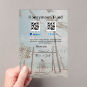 ハネムーンファンド Venmo PayPal 寄付 QR カップル アクリル招待状 (インサイチュ (ポータブル))