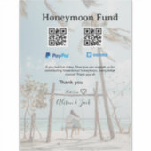ハネムーンファンド Venmo PayPal 寄付 QR カップル シール (正面)