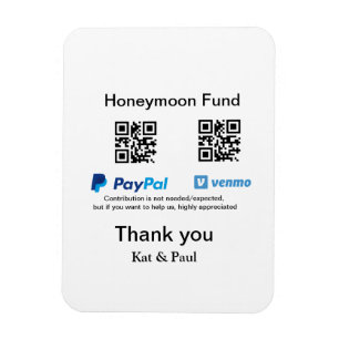 ハネムーンファンドPayPal Venmo QRコード感謝していユーザ マグネット