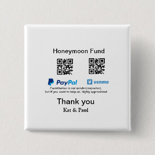 ハネムーンファンドPayPal Venmo QRコード感謝していユーザ 缶バッジ