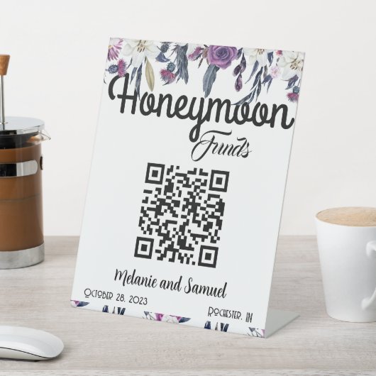 ハネムーンファンドQRコードゴシックフローラ結婚ズ 台座サイン (インサイチュ)