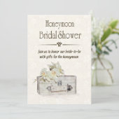 ハネムーンブライダルシャワーと旅行バッグ 招待状 (スタンド正面)