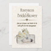 ハネムーンブライダルシャワーと旅行バッグ 招待状 (正面/裏面)