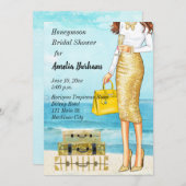 ハネムーンブライダルシャワー招待熱帯 招待状 (正面/裏面)