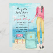 ハネムーンブライダルシャワー招待熱帯 招待状 (正面/裏面)