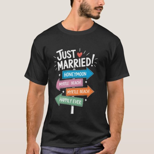 ハネムーンロードサイン マートルビーチ 新婚旅行 Tシャツ (正面)