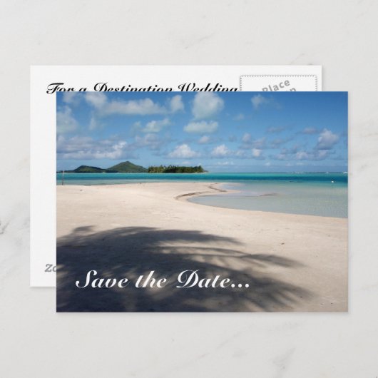 ハネムーン先の結婚式はがき 案内ポストカード (正面/裏面)