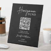 ハネムーン基金のサイン、QRコードハネムーンウィッシュブラック 台座サイン (インサイチュ)