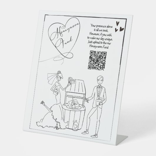 ハネムーン基金の結婚サインの現金の贈り物 台座サイン (正面)
