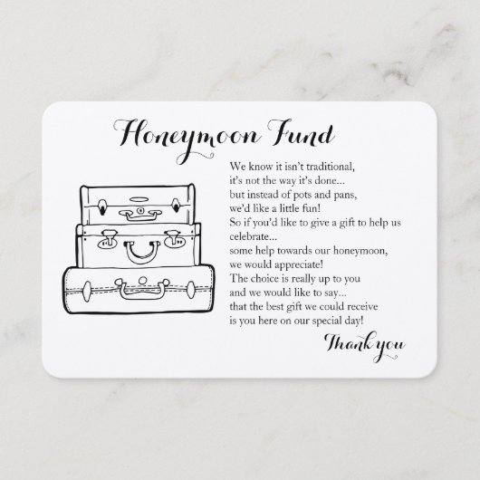 ハネムーン基金の結婚要求の挿入カード エンクロージャーカード (正面)