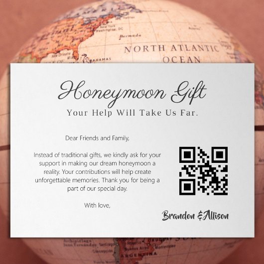 ハネムーン基金結婚の登録ギフトQrコード 招待状