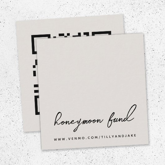 ハネムーン基金 |デジタ結婚ルのレジストリQRコード エンクロージャーカード