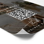 ハネムーン基金。ミニマルQRコード結婚写真 ポスター (角)