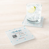 ハネムーン基金Q Rコードカップル名結婚の追加 ガラスコースター (アングル)