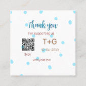 ハネムーン基金Q Rコードカップル名結婚の追加 スクエア名刺 (裏面)