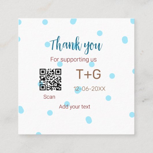 ハネムーン基金Q Rコードカップル名結婚の追加 スクエア名刺 (裏面)