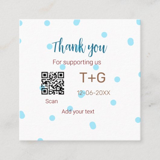 ハネムーン基金Q Rコードカップル名結婚の追加 スクエア名刺 (正面)