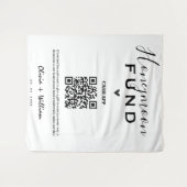 ハネムーン基金QRモダンウェディングバックドロップ タペストリー (正面(横))
