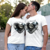 ハネムーン結婚のリングや輪がハート型に Tシャツ