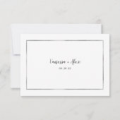 ハネムーン結婚カード |シルバーシンプルフレーム 招待状 (裏面)