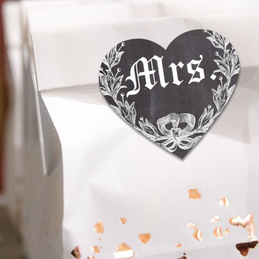 ハネムーン花嫁chalkboard future Mrs. ハートシール