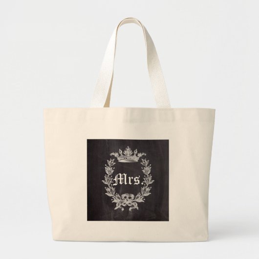 ハネムーン花嫁chalkboard future Mrs. ラージトートバッグ (正面)