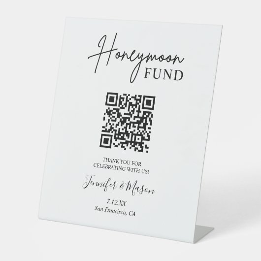 ハネムーン資金サイン QRコード ハネムーンの願い 台座サイン (正面)