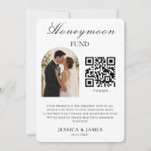 ハネムーン資金QRコードと写真の結婚式 招待状 (正面)